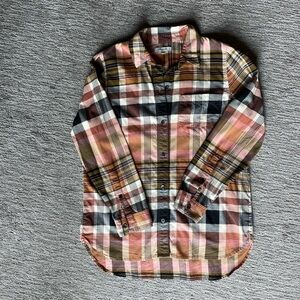 Madewell Super Soft Plaid Pink Black Button Down Long Sleeve Top M
